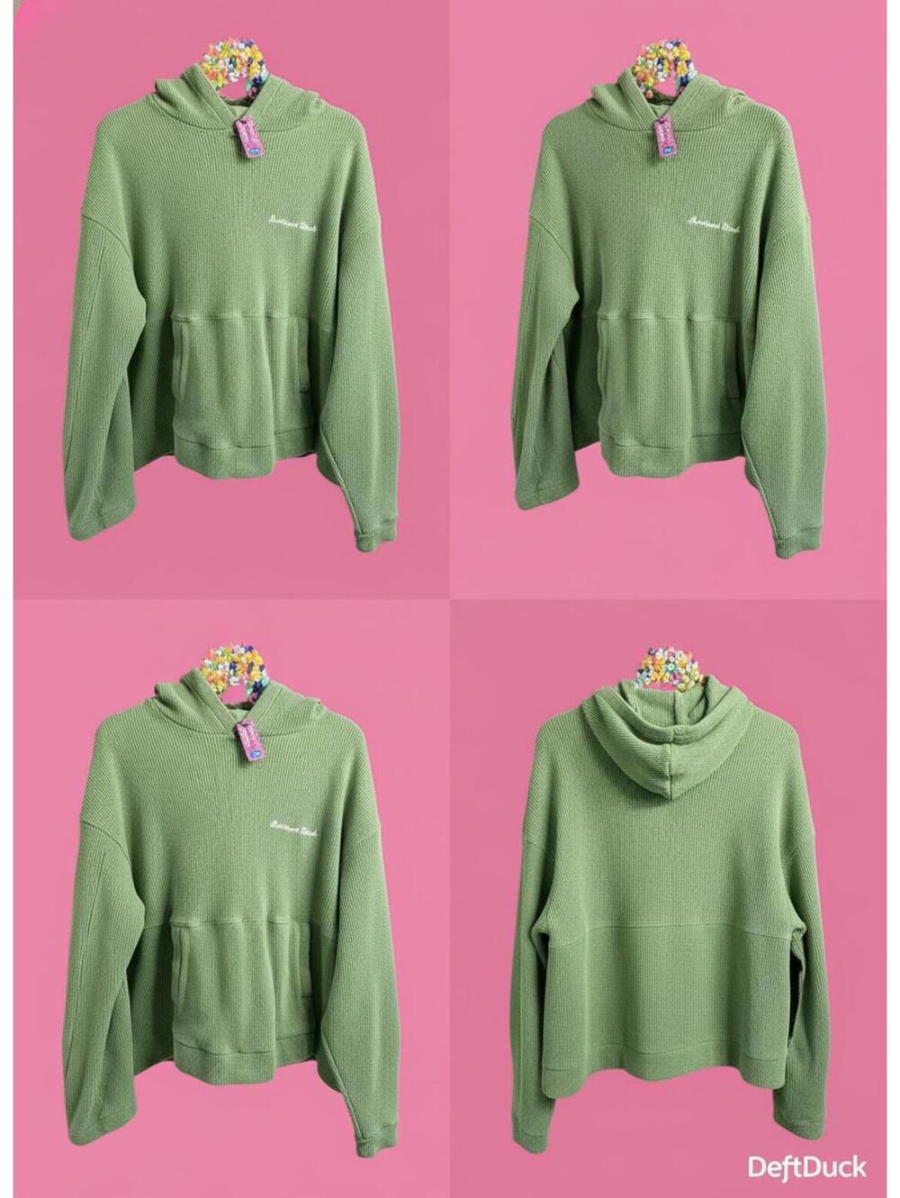 Standard Cloth Cozy Green Knit Hoodie Sweatshirt - DeftDuck Curated